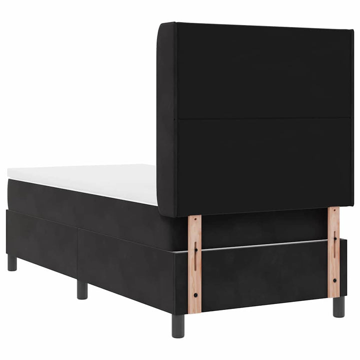 Box spring seng med LED-lysstrimler Sort 90 x 190 cm Fløjl