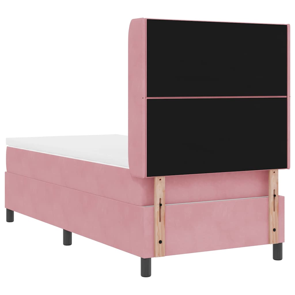 Box spring seng med madras med LED Lyserød 90 x 190 cm Fløjl