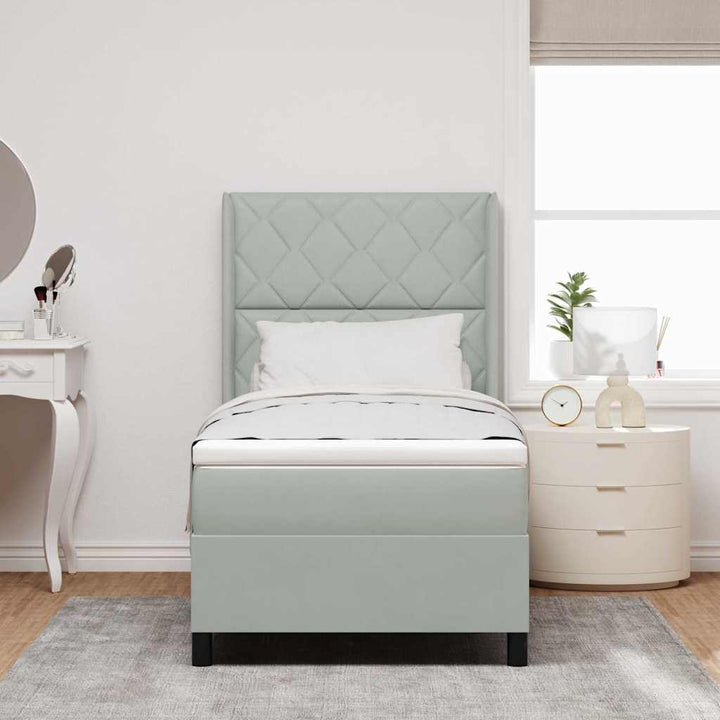 Box spring seng med LED-lysstrimler Lysegrå 100 x 200 cm Fløjl