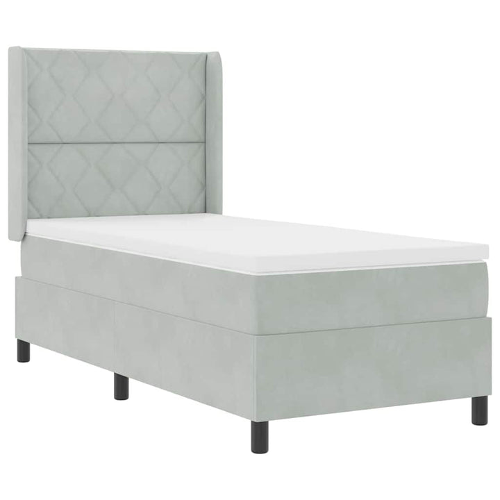 Box spring seng med LED-lysstrimler Lysegrå 100 x 200 cm Fløjl