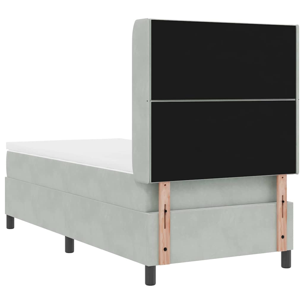 Box spring seng med LED-lysstrimler Lysegrå 100 x 200 cm Fløjl