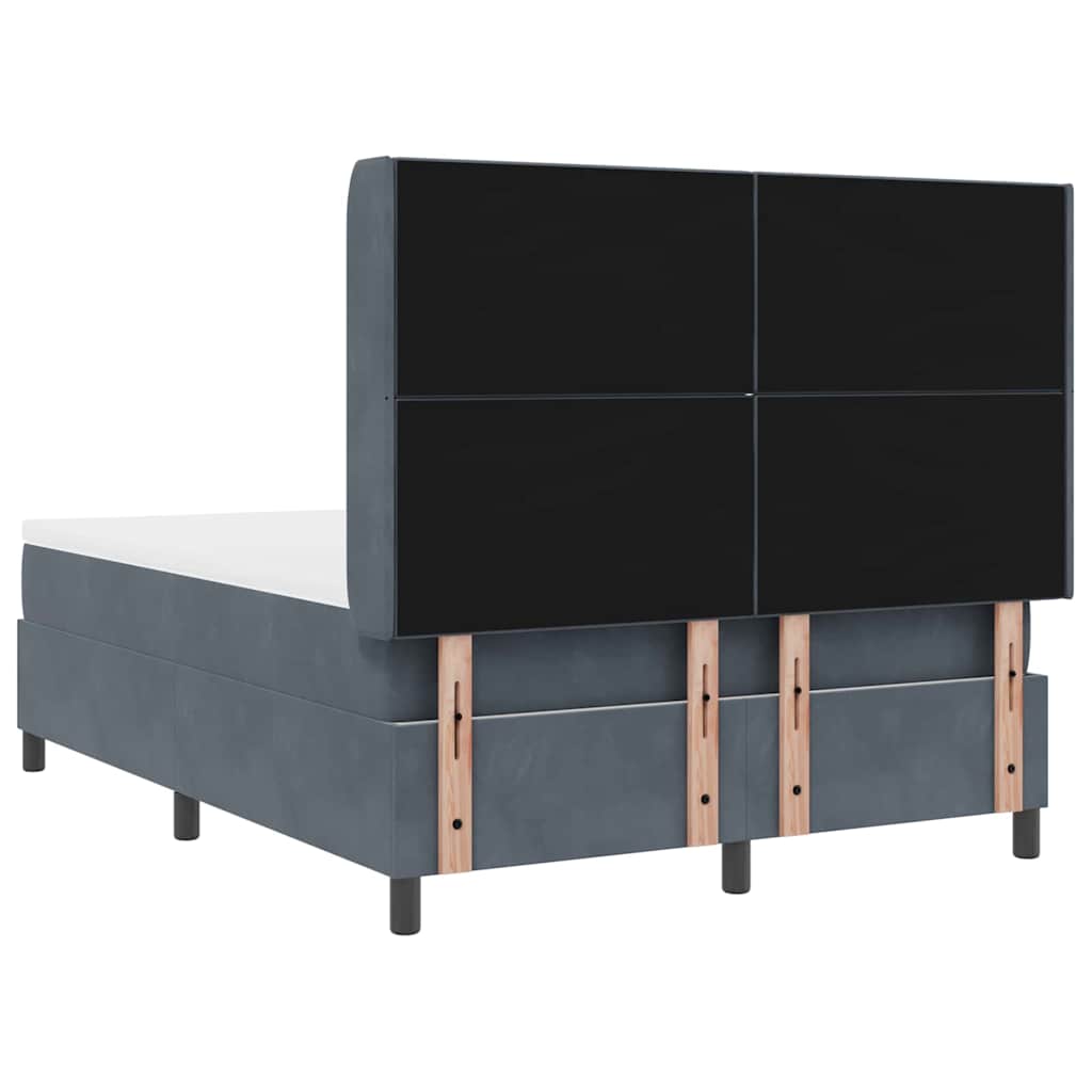 Box spring seng med LED-lysstrimler Mørkegrå 140 x 200 cm Fløjl