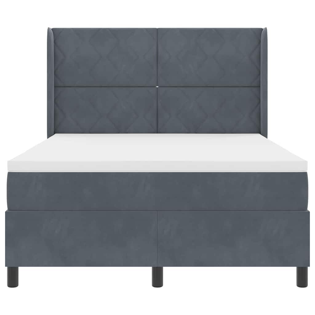 Box spring seng med LED-lysstrimler Mørkegrå 140 x 200 cm Fløjl