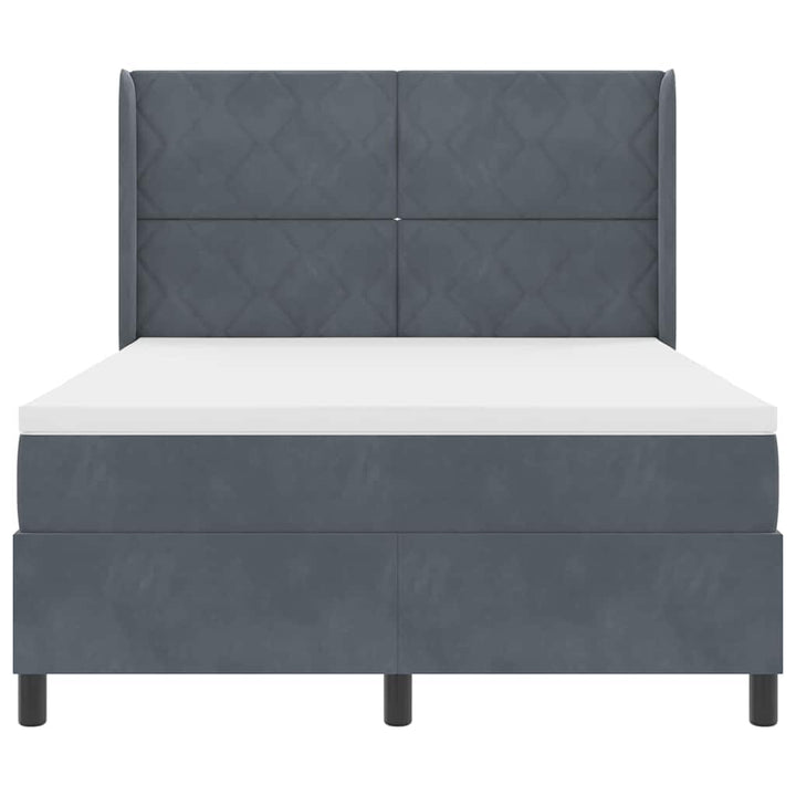 Box spring seng med LED-lysstrimler Mørkegrå 140 x 200 cm Fløjl