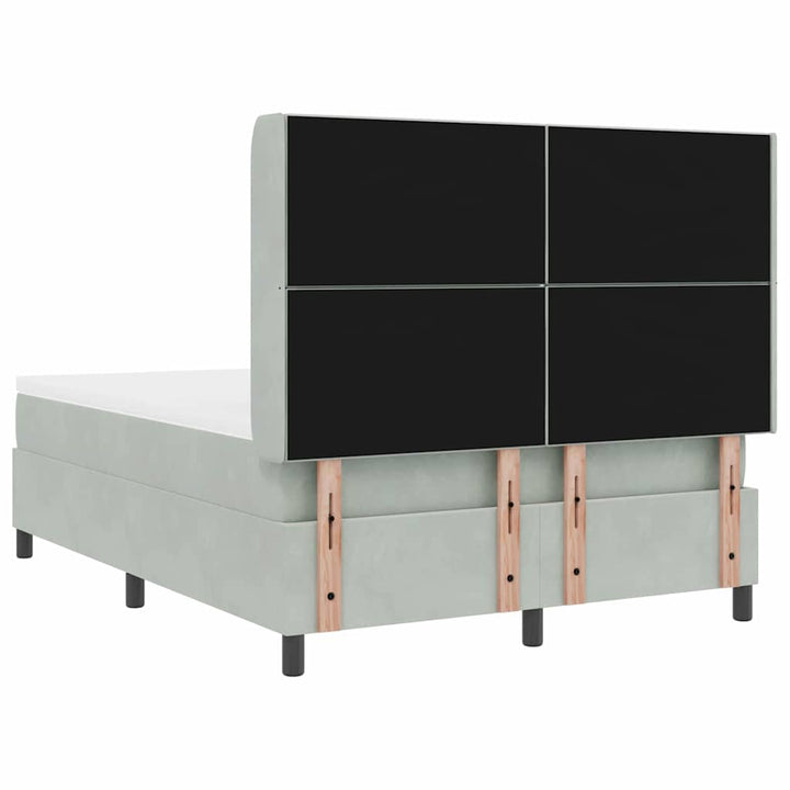 Box spring seng med LED-lysstrimler Lysegrå 160 x 200 cm Fløjl