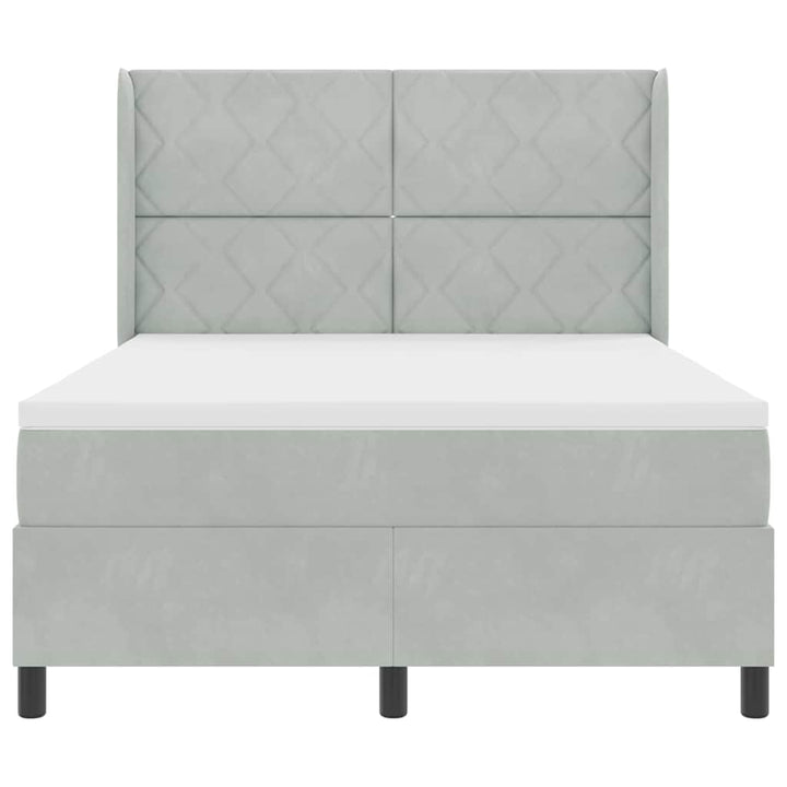 Box spring seng med LED-lysstrimler Lysegrå 160 x 200 cm Fløjl