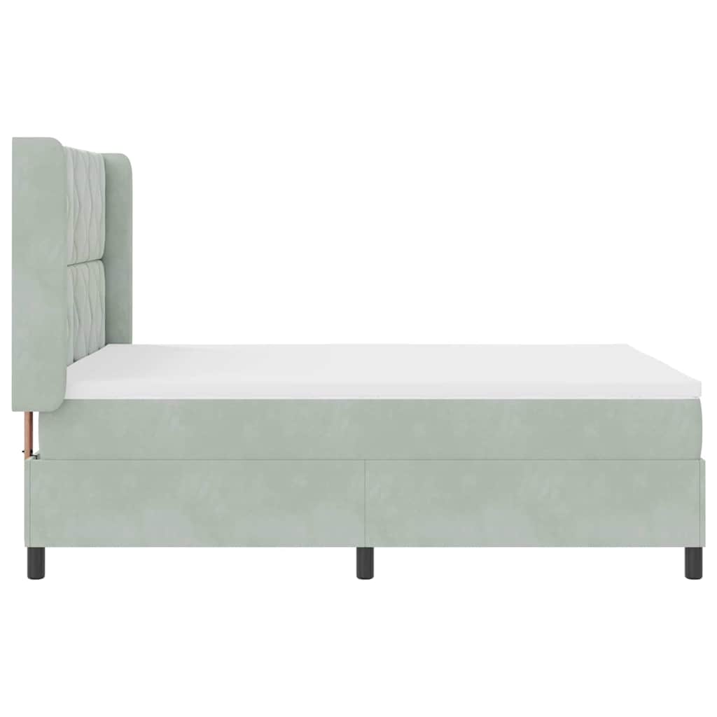 Box spring seng med LED-lysstrimler Lysegrå 160 x 200 cm Fløjl