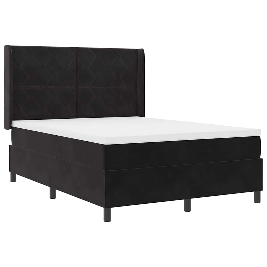 Box spring seng med LED-lysstrimler Sort 160 x 200 cm Fløjl