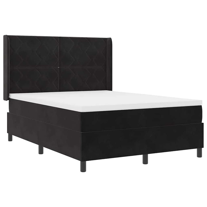 Box spring seng med LED-lysstrimler Sort 160 x 200 cm Fløjl
