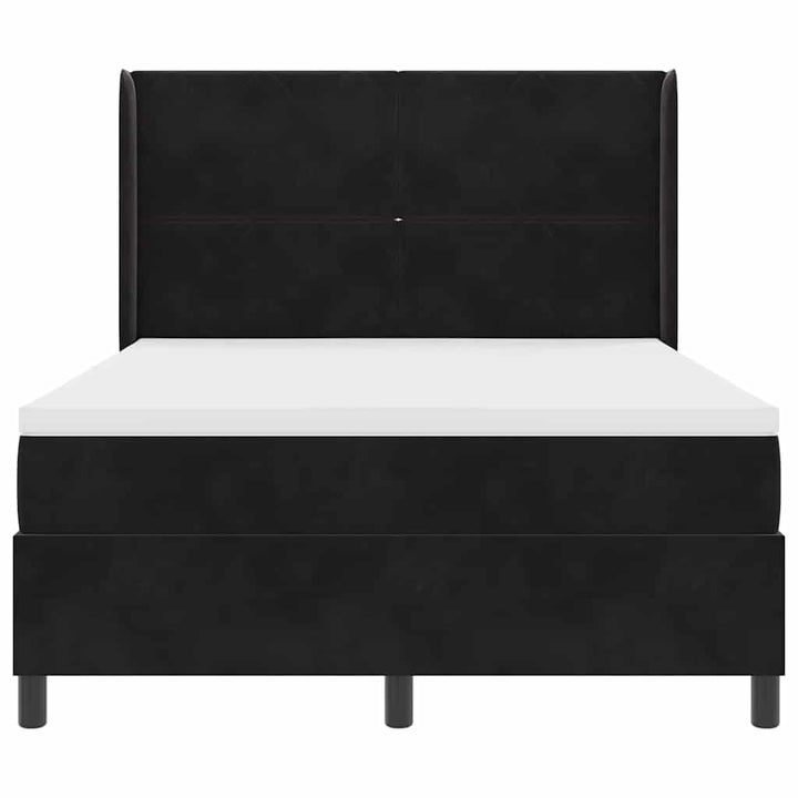 Box spring seng med LED-lysstrimler Sort 160 x 200 cm Fløjl