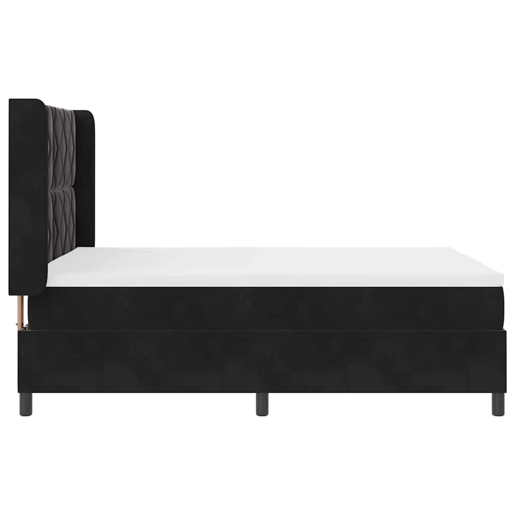 Box spring seng med LED-lysstrimler Sort 160 x 200 cm Fløjl