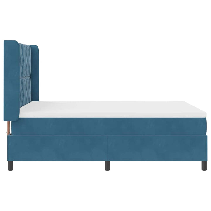 Box spring seng med LED-lysstrimler Blå 160 x 200 cm Fløjl