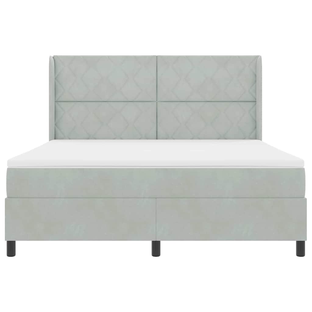 Box spring seng med madras med LED Lysegrå 180 x 200 cm Fløjl