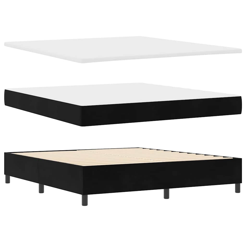 Box spring seng med LED-lysstrimler Sort 180 x 200 cm Fløjl