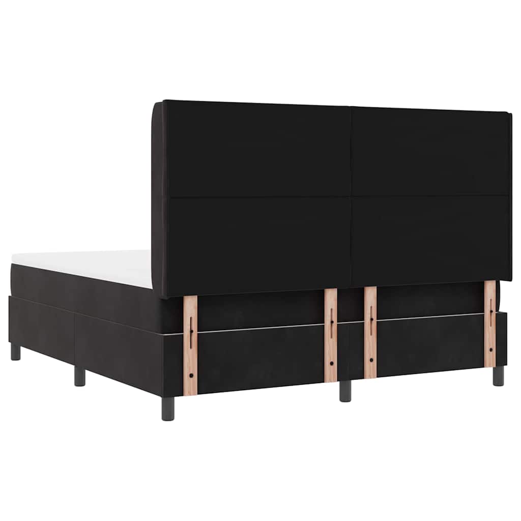 Box spring seng med LED-lysstrimler Sort 180 x 200 cm Fløjl