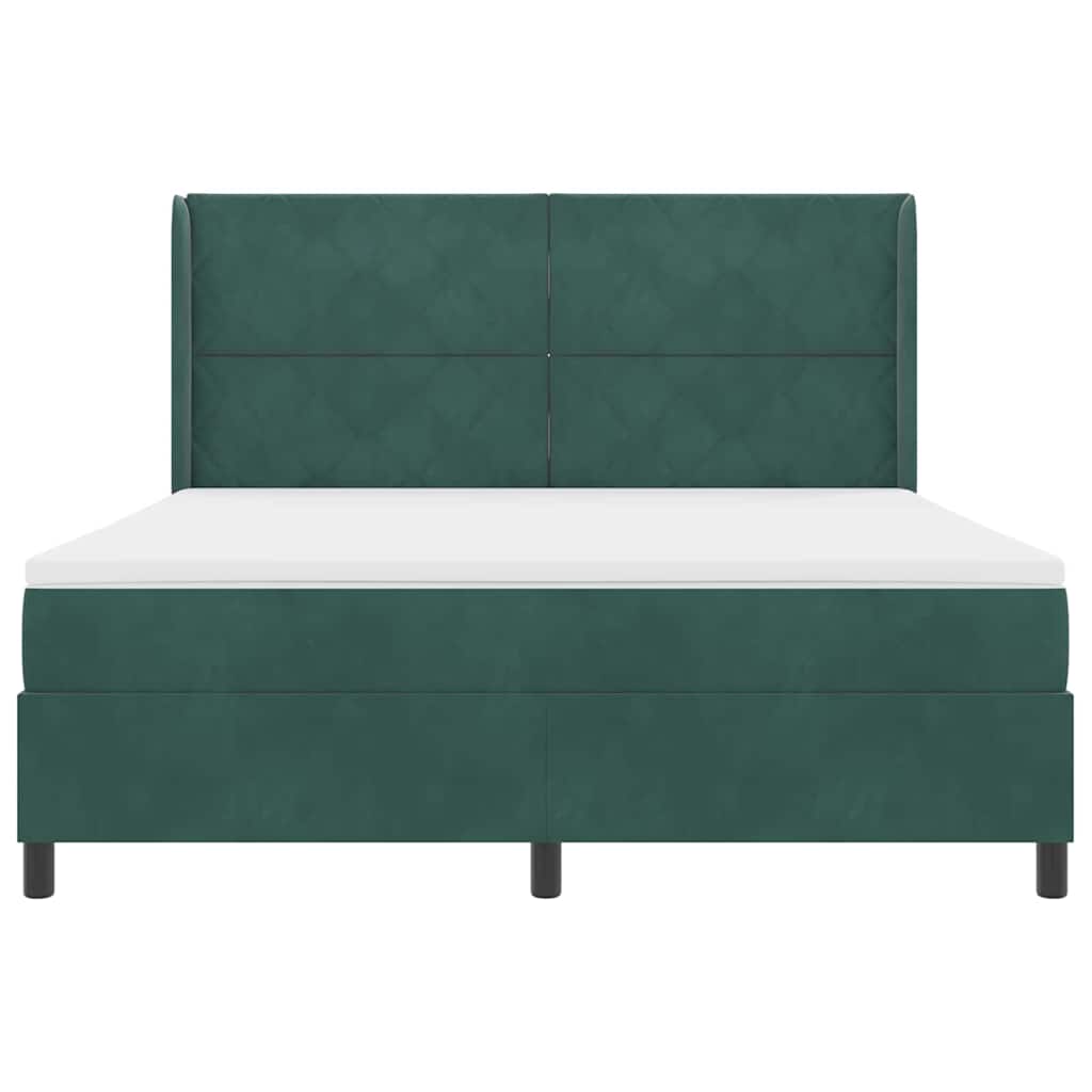 Box spring seng med hovedgærde Mørkegrøn 180 x 200 cm Fløjl