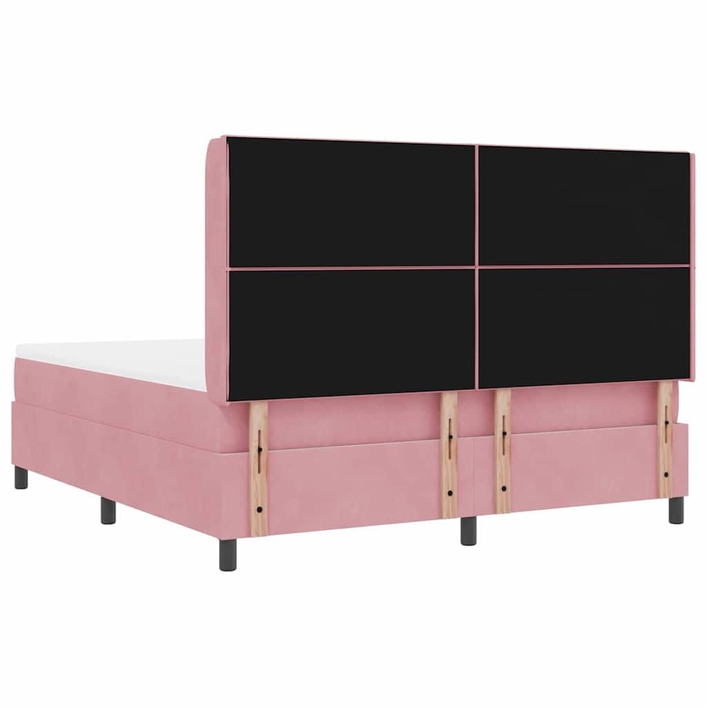Box spring seng med madras med LED Lyserød 180 x 200 cm Fløjl