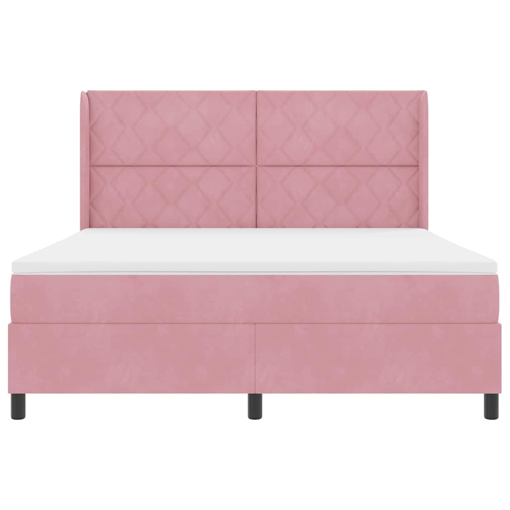 Box spring seng med madras med LED Lyserød 180 x 200 cm Fløjl