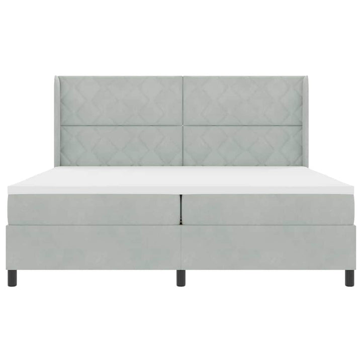 Box spring seng med LED-lysstrimler Lysegrå 200 x 200 cm Fløjl