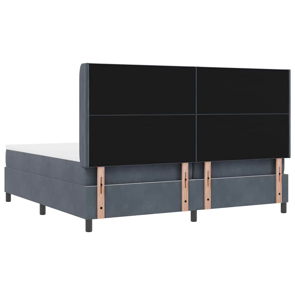 Box spring seng med LED-lysstrimler Mørkegrå 200 x 200 cm Fløjl