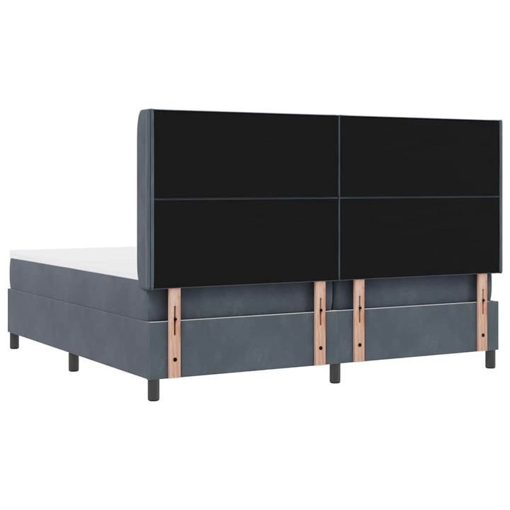 Box spring seng med LED-lysstrimler Mørkegrå 200 x 200 cm Fløjl