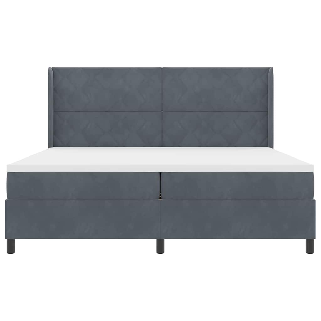 Box spring seng med LED-lysstrimler Mørkegrå 200 x 200 cm Fløjl