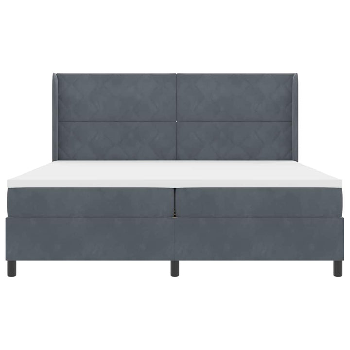 Box spring seng med LED-lysstrimler Mørkegrå 200 x 200 cm Fløjl