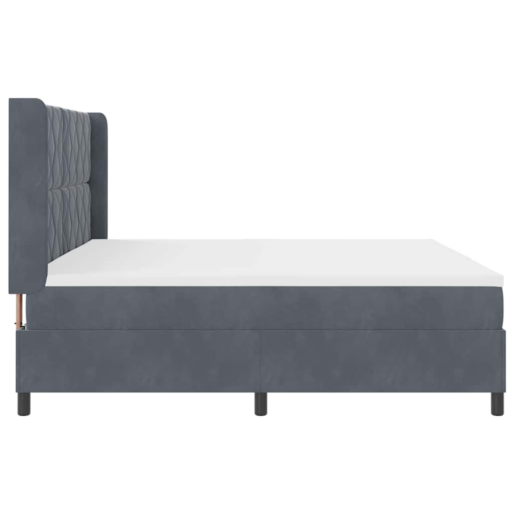 Box spring seng med LED-lysstrimler Mørkegrå 200 x 200 cm Fløjl