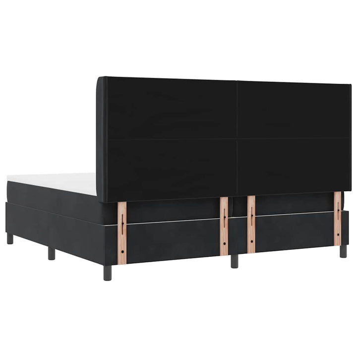 Box spring seng med LED-lysstrimler Sort 200 x 200 cm Fløjl