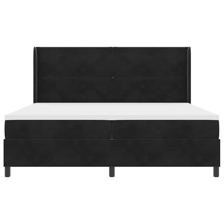 Box spring seng med LED-lysstrimler Sort 200 x 200 cm Fløjl