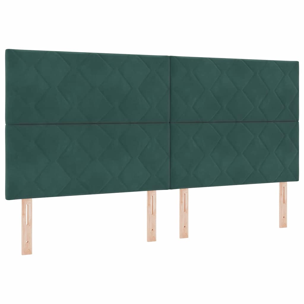 Box spring seng med hovedgærde Mørkegrøn 200 x 200 cm Fløjl