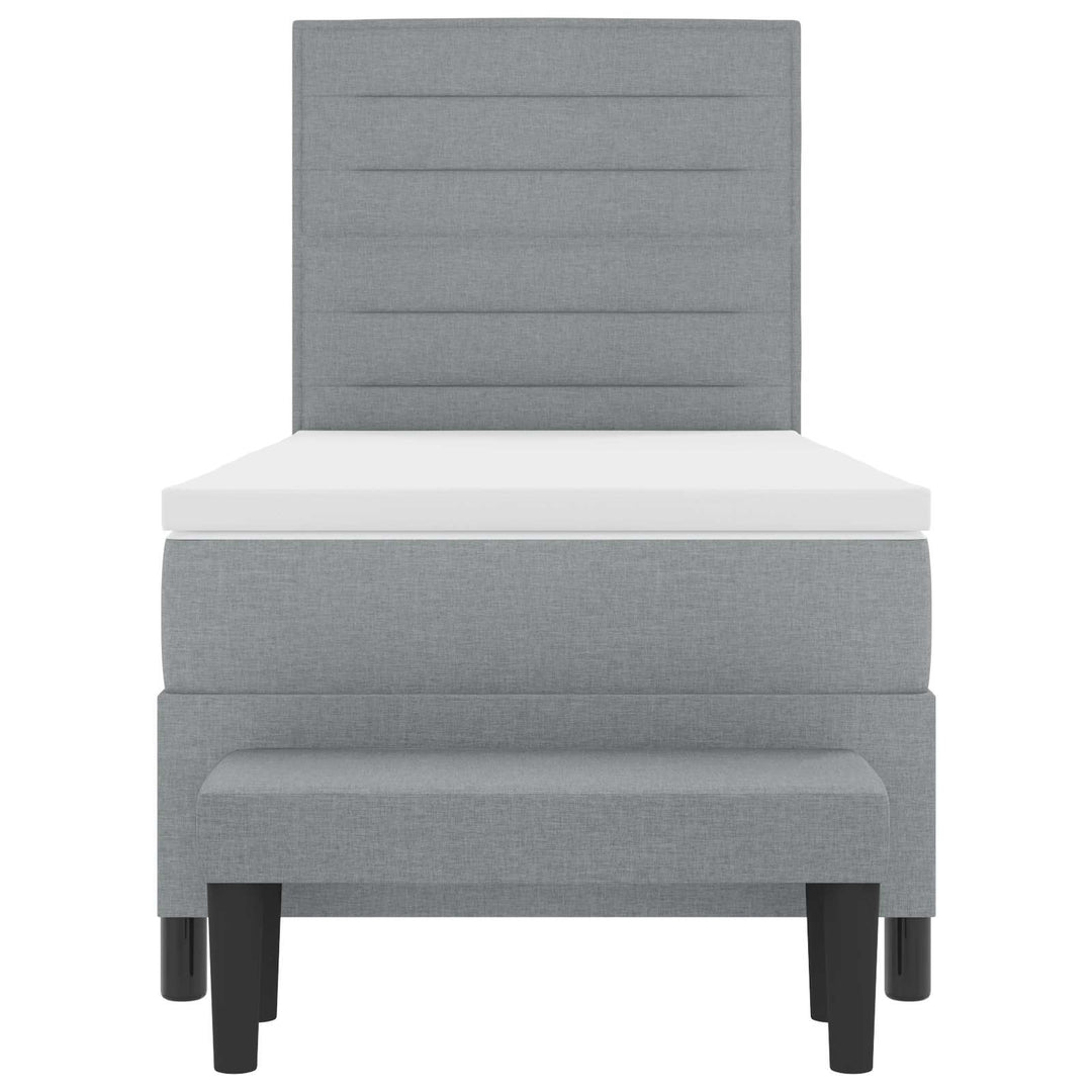 Box spring seng med hovedgærde Lysegrå 80 x 200 cm Stof