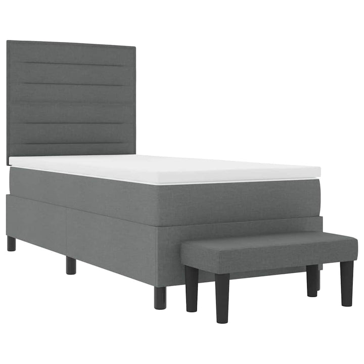 Box spring seng med pude Mørkegrå 80 x 200 cm Stof