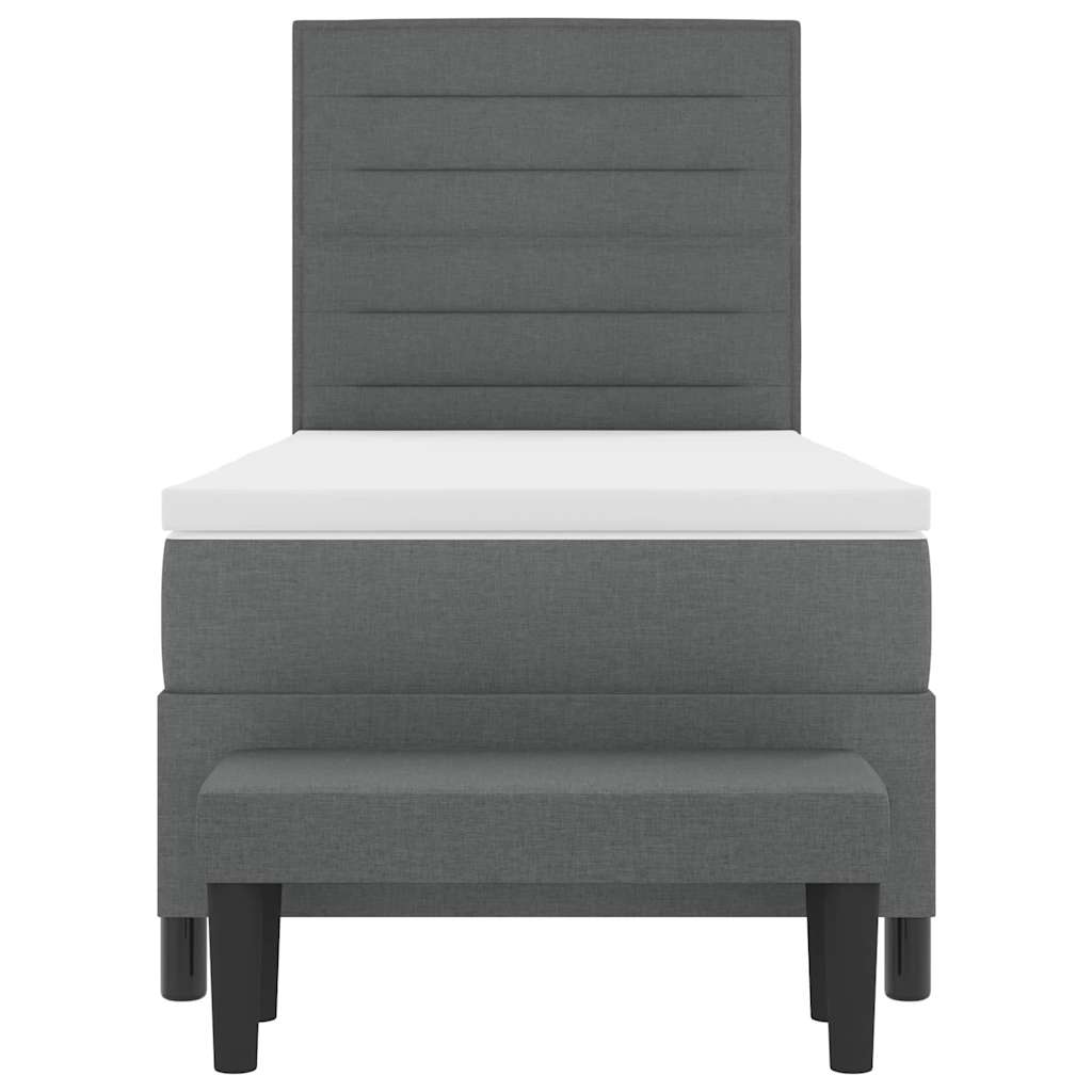 Box spring seng med pude Mørkegrå 80 x 200 cm Stof