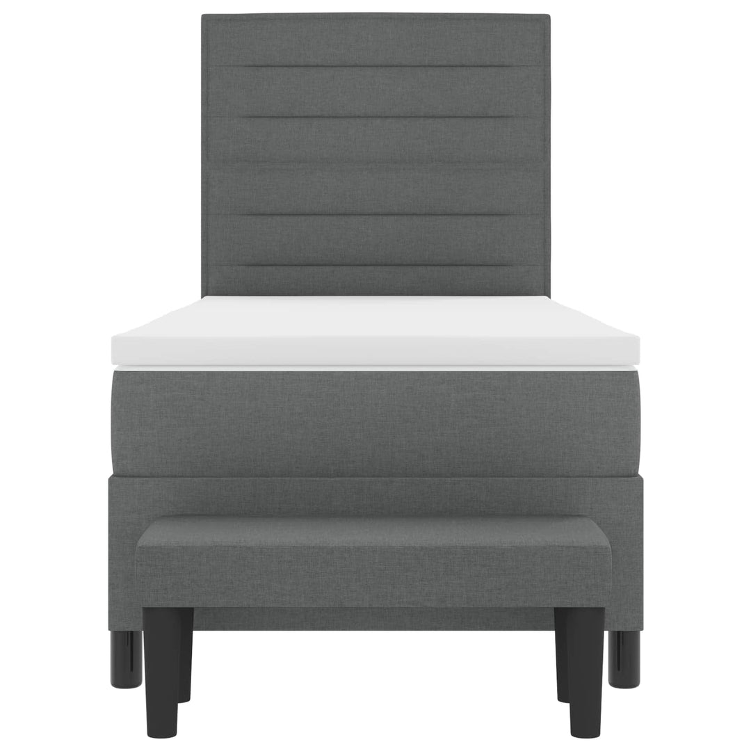 Box spring seng med pude Mørkegrå 90 x 190 cm Stof