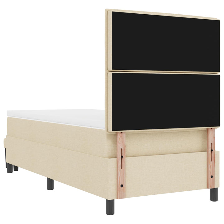 Box spring seng med hovedgærde Creme 90 x 190 cm Stof
