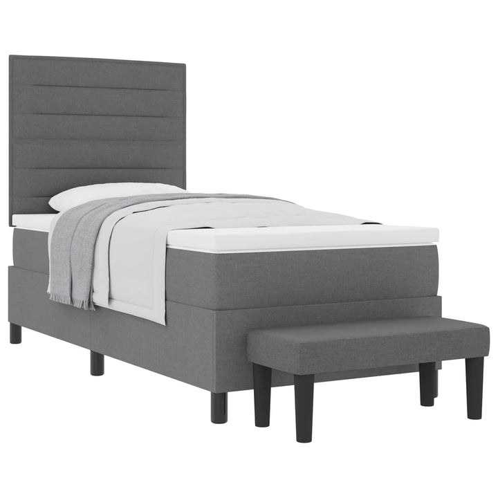Box spring seng med pude Mørkegrå 90 x 200 cm Stof