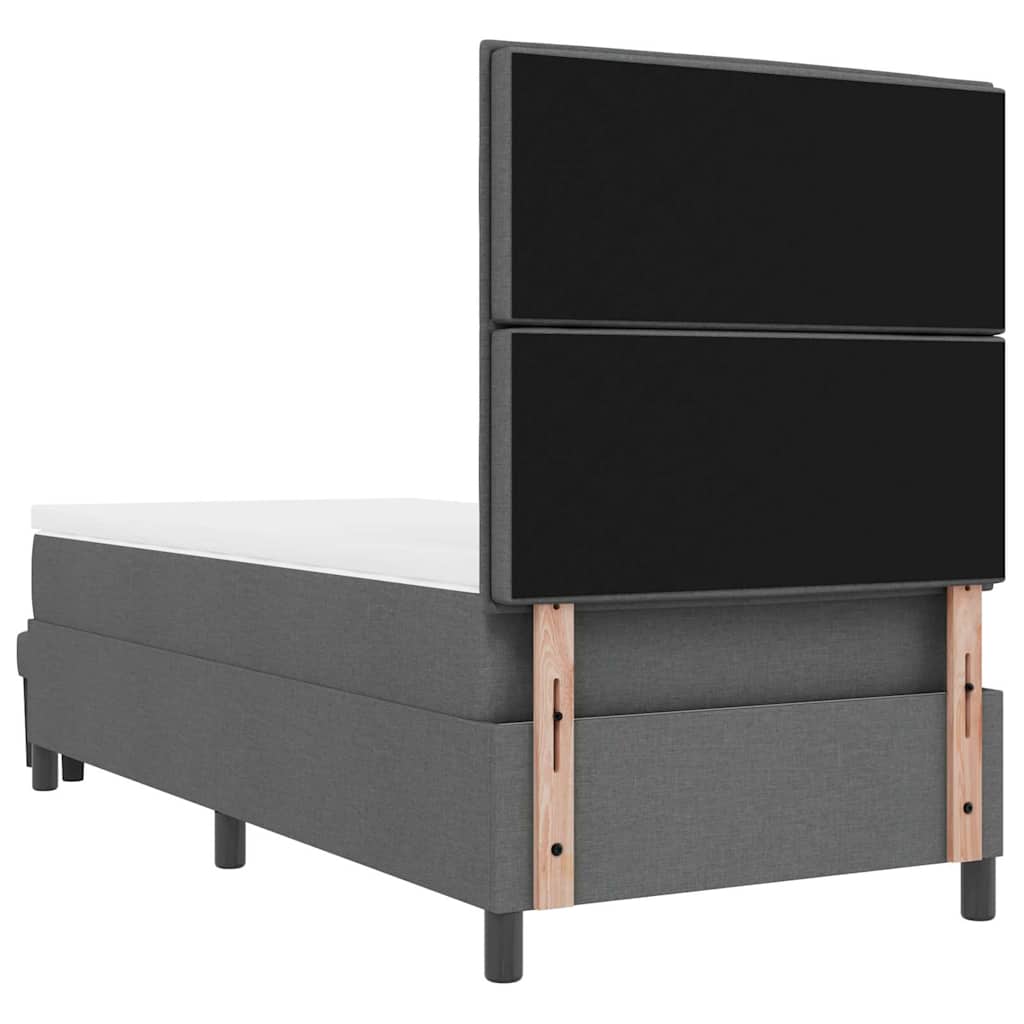 Box spring seng med pude Mørkegrå 90 x 200 cm Stof