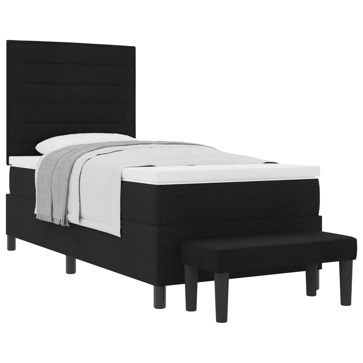 Box spring seng med pude med hovedgærde Sort 90 x 200 cm Stof
