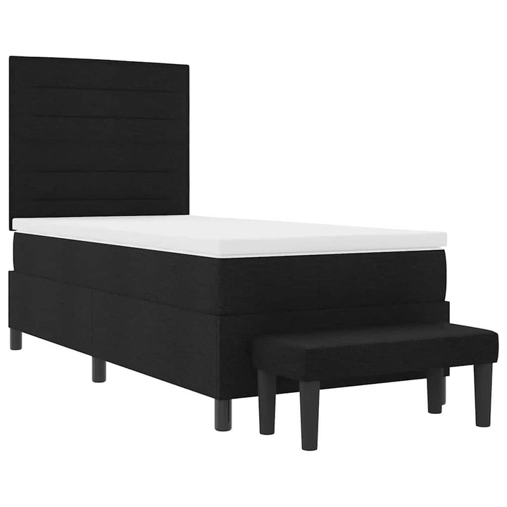 Box spring seng med pude med hovedgærde Sort 90 x 200 cm Stof
