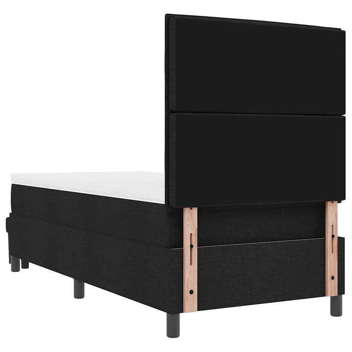 Box spring seng med pude med hovedgærde Sort 90 x 200 cm Stof