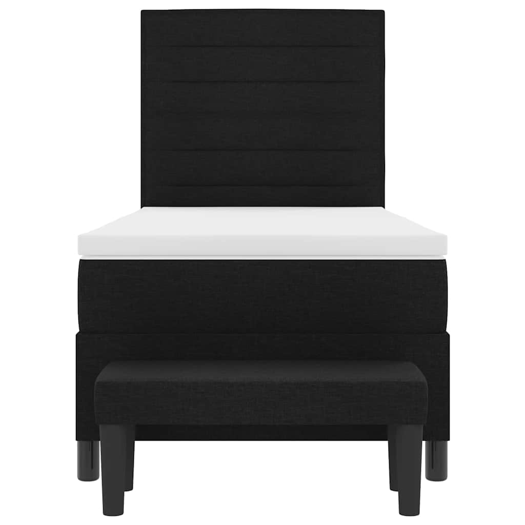 Box spring seng med pude med hovedgærde Sort 90 x 200 cm Stof