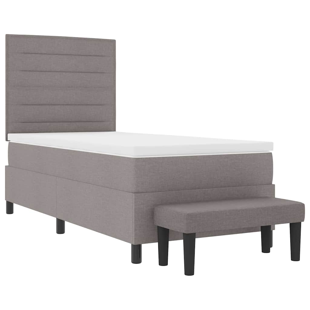 Box spring seng med hovedgærde Gråbrun 90 x 200 cm Stof
