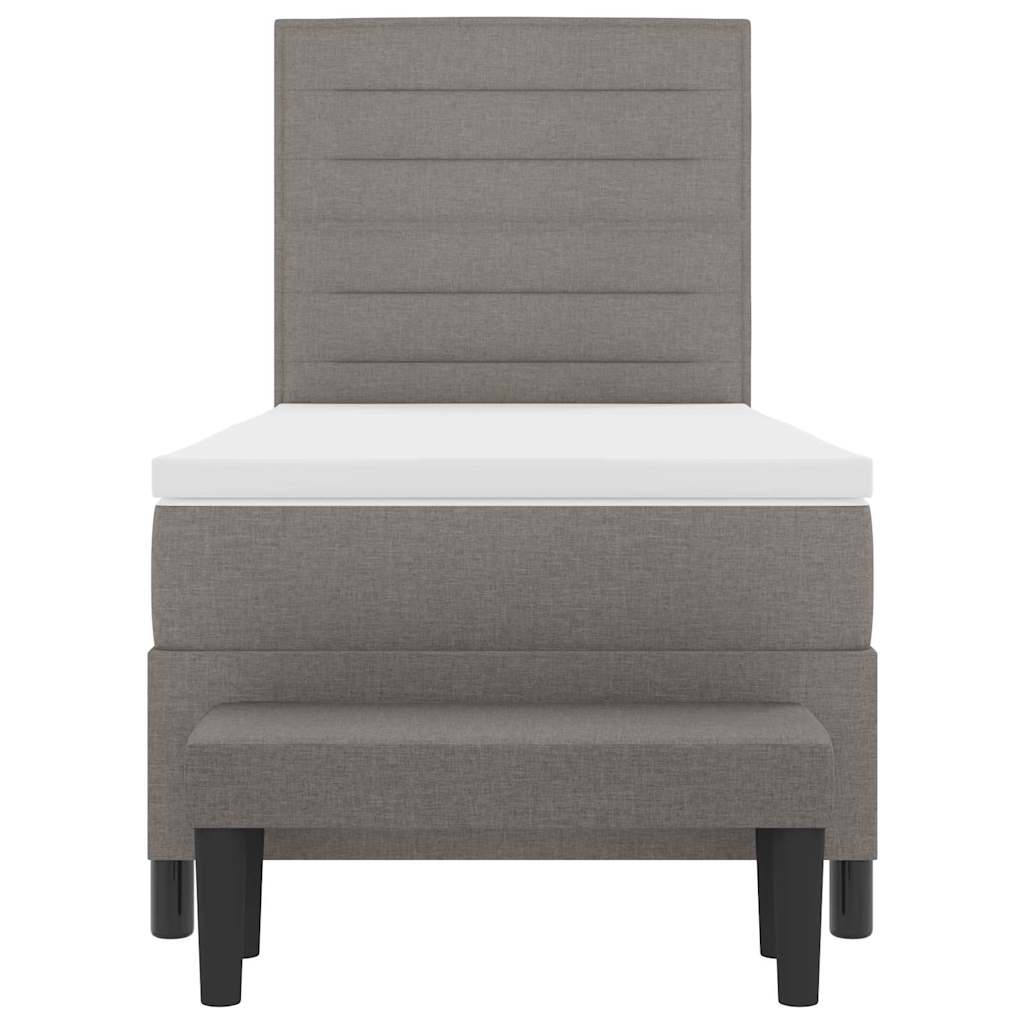 Box spring seng med hovedgærde Gråbrun 90 x 200 cm Stof