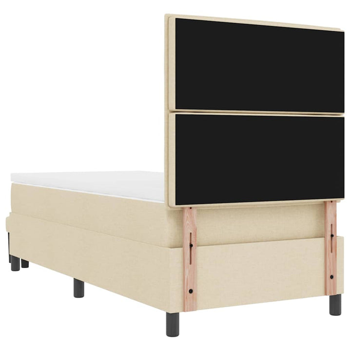 Box spring seng med hovedgærde Creme 90 x 200 cm Stof