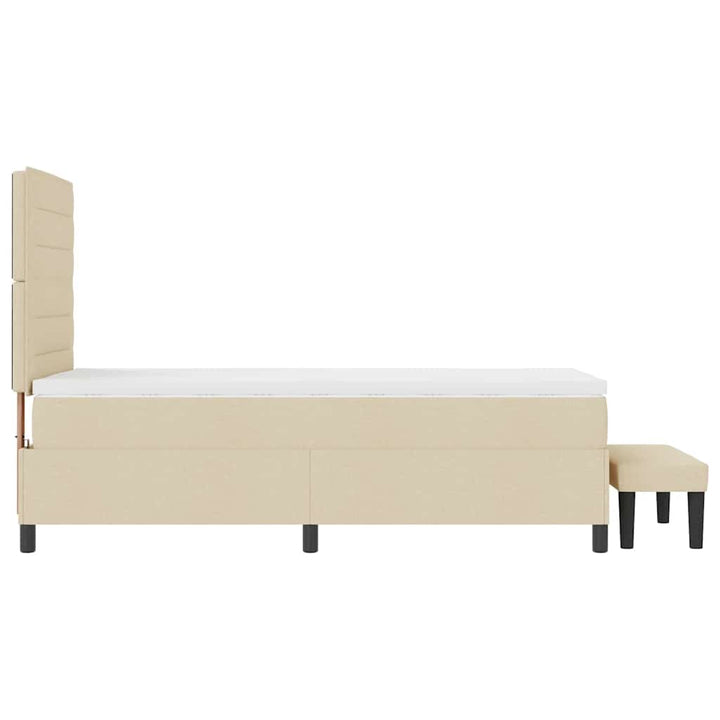 Box spring seng med hovedgærde Creme 90 x 200 cm Stof