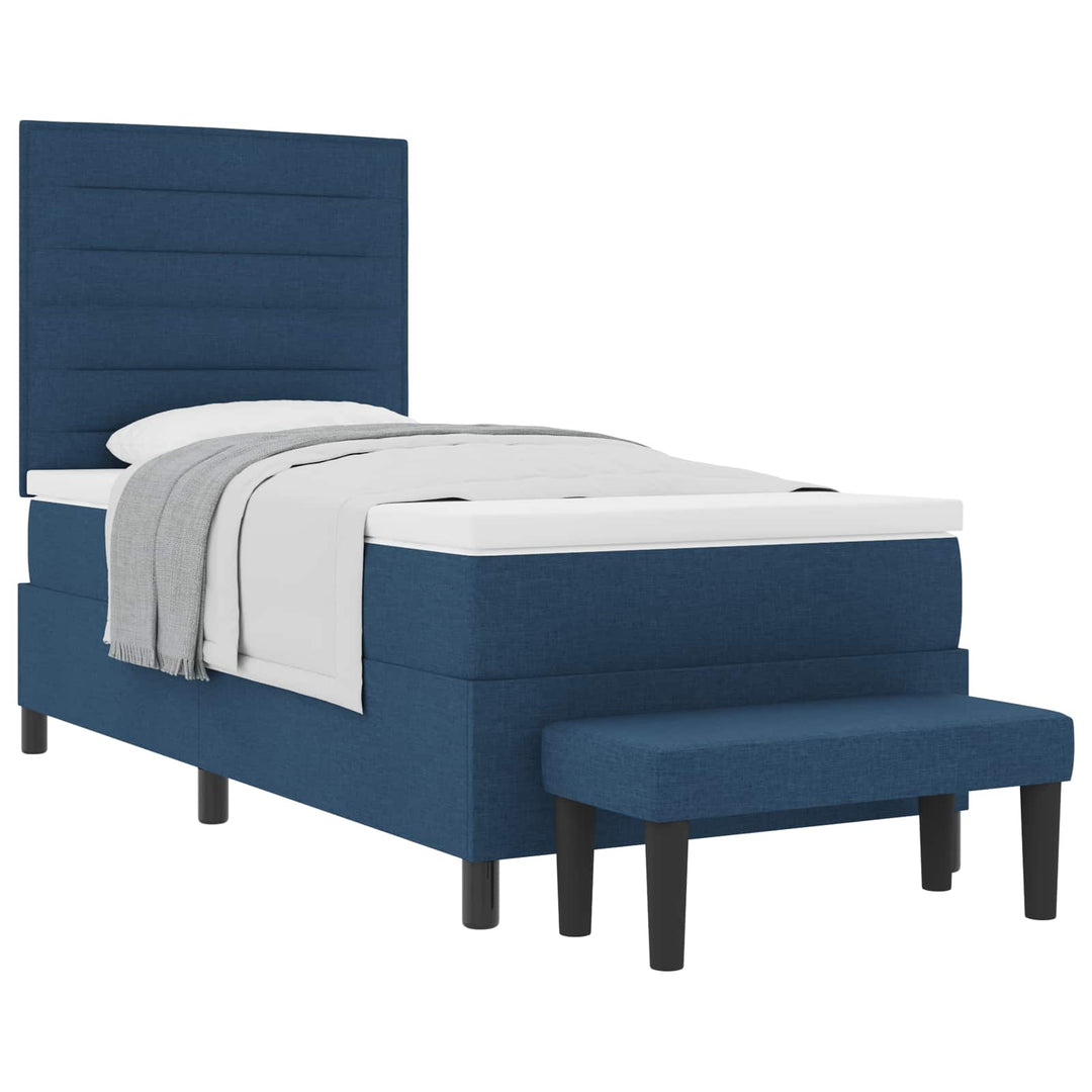 Box spring seng med hovedgærde Blå 90 x 200 cm Stof