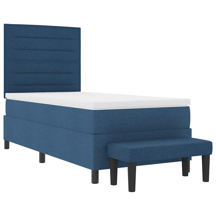 Box spring seng med hovedgærde Blå 90 x 200 cm Stof