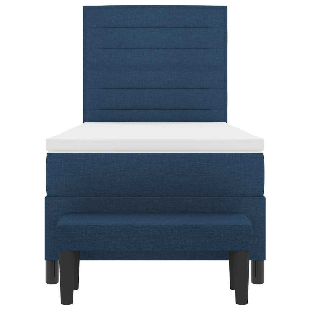 Box spring seng med hovedgærde Blå 90 x 200 cm Stof