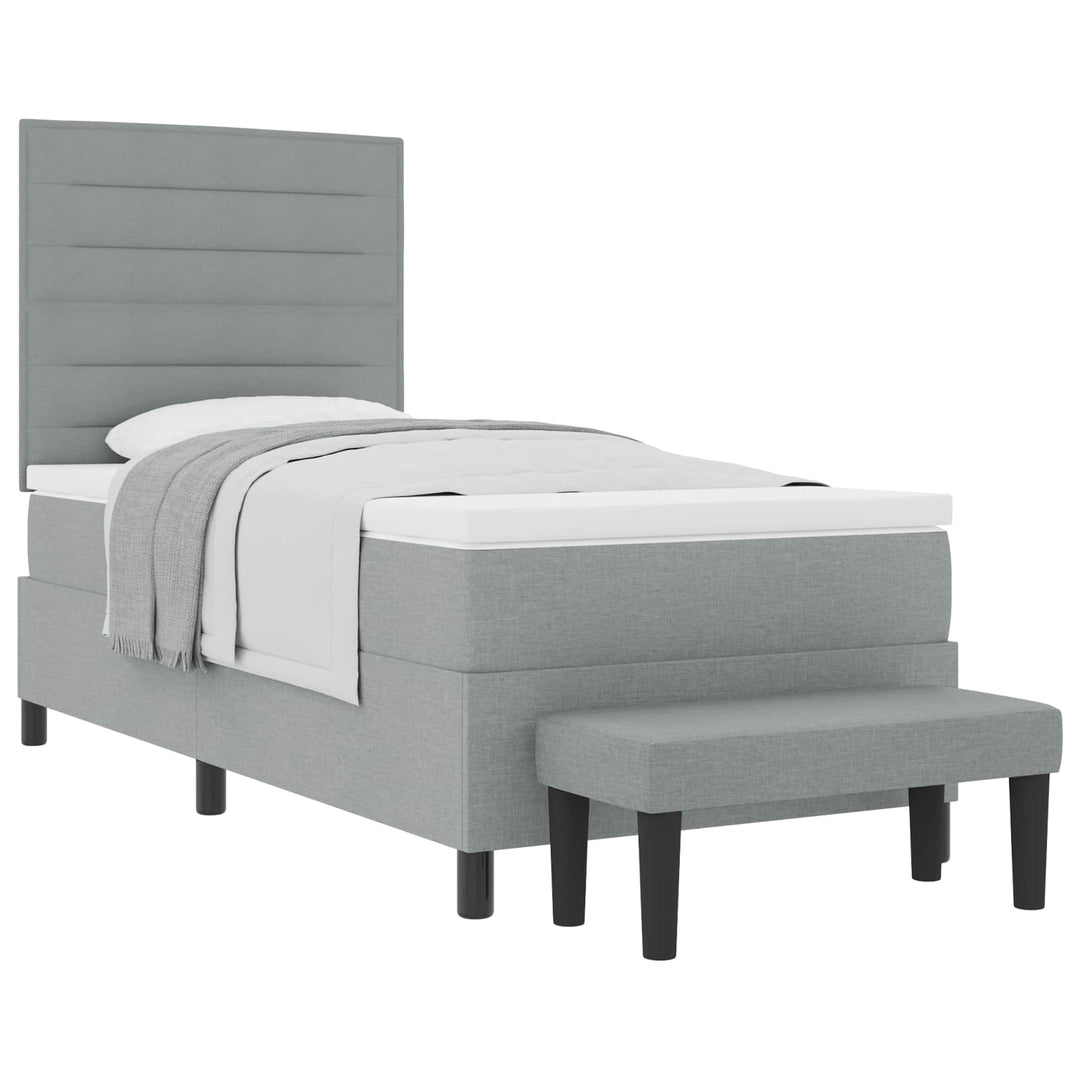 Box spring seng med hovedgærde Lysegrå 100 x 200 cm Stof
